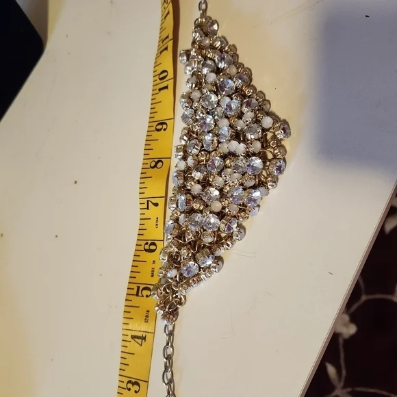 Graziano Elegant Gold and crystal Bib style Necklace - Picture 2 of 2